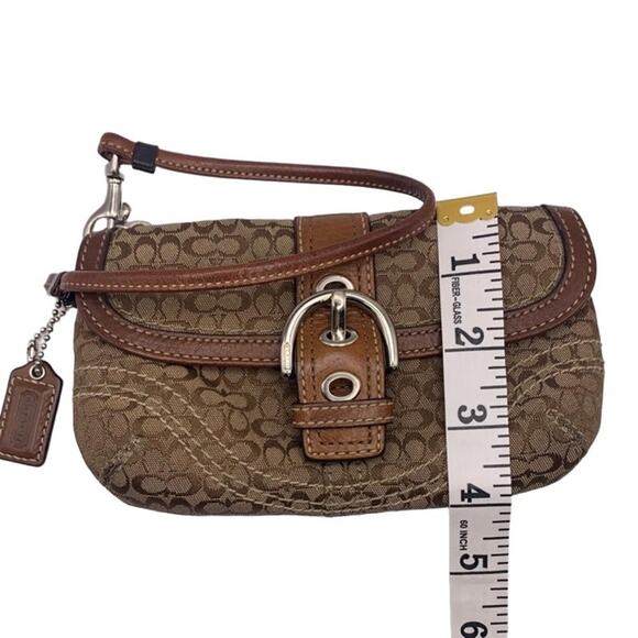 COACH Brown Signature Canvas Wristlet - Picture 7 of 8